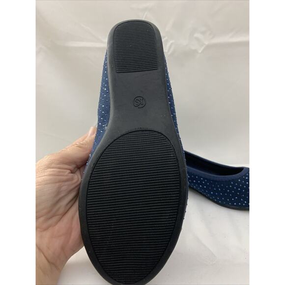 Karen Scott Navy Ballet Flats Womens 6.5 Beaded Flats Slip Ons - Picture 5 of 8